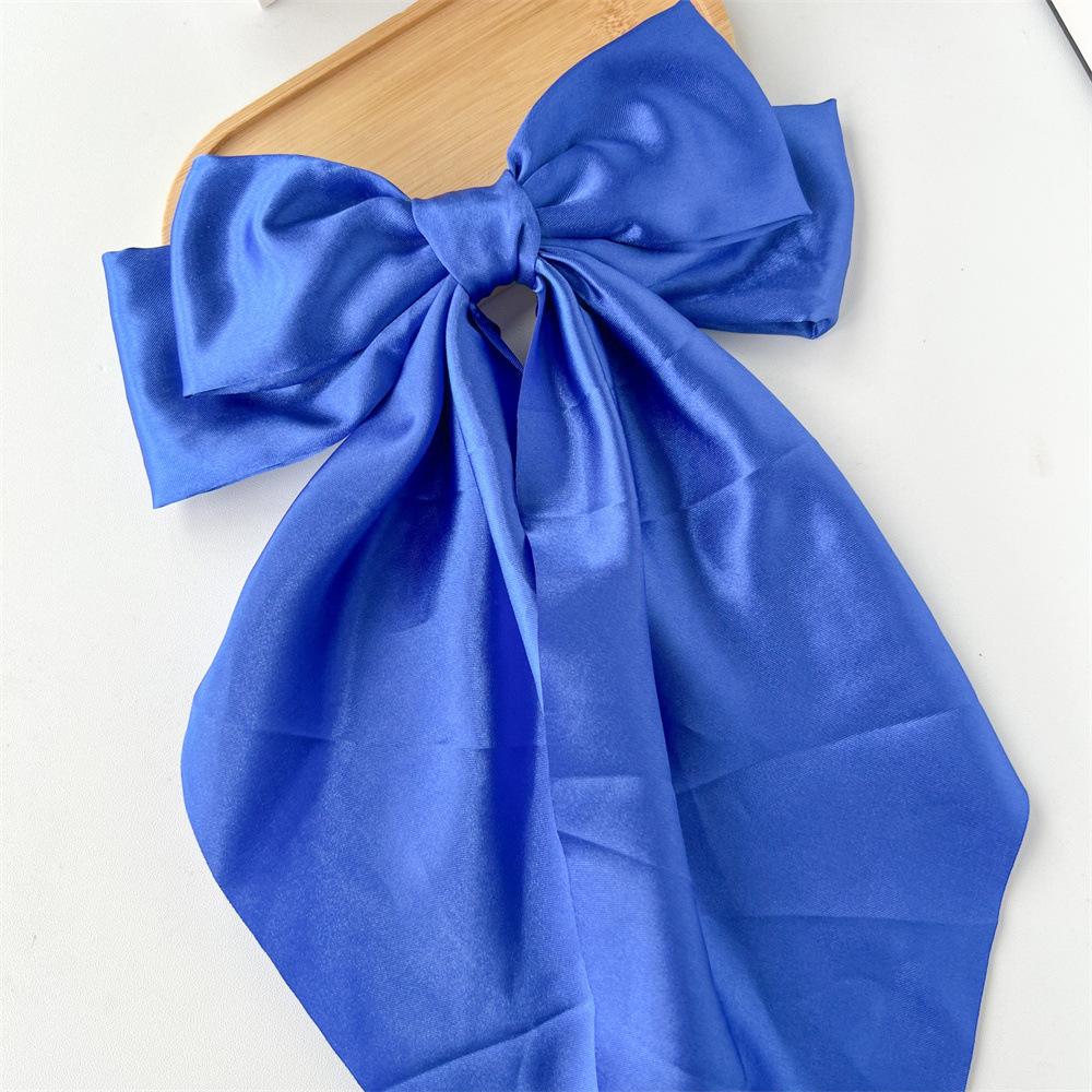 

Цветной бант-стример, большая заколка для волос, пружинная заколка, супер фея, однотонная заколка для волос сзади для женщин, аксессуары для волос Jianyue королевский синий