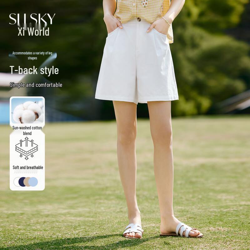 Women s A-Line High-Waist Wide-Leg Casual Shorts S