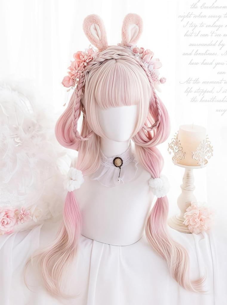 RyuuCos Lolita Wig, Long Hair, Curly, Pink, Gradient, Cosplay, Heat Resistant, Costume, Gift, Event, Halloween, Christmas, School Festival, Cultural