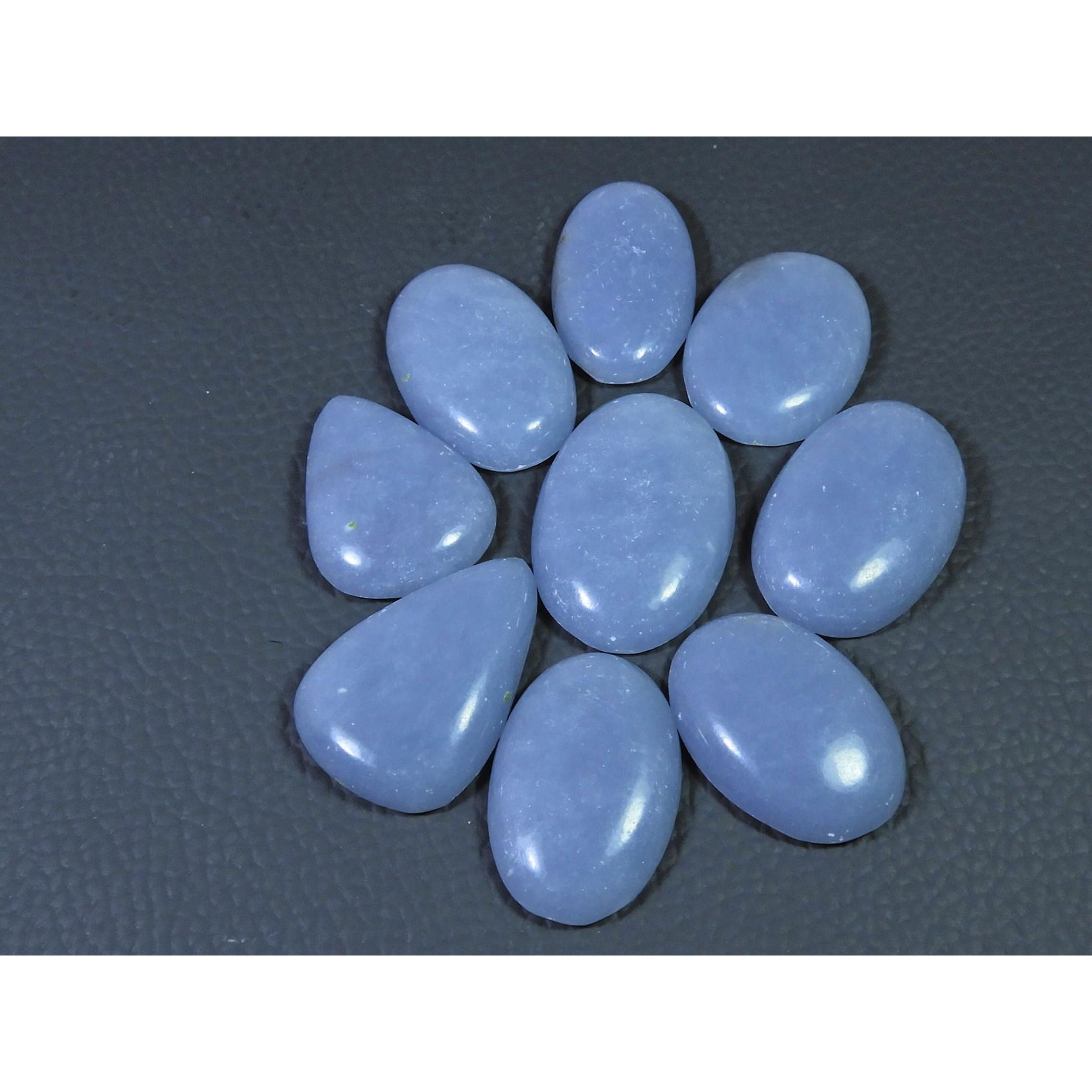 

243Cts. Natural Angelite Mix Cabochon Loose Gemstone 9Pcs Lot C-681