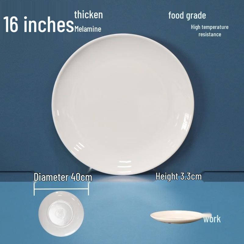 16-inch White Round Melamine Dinner Plate