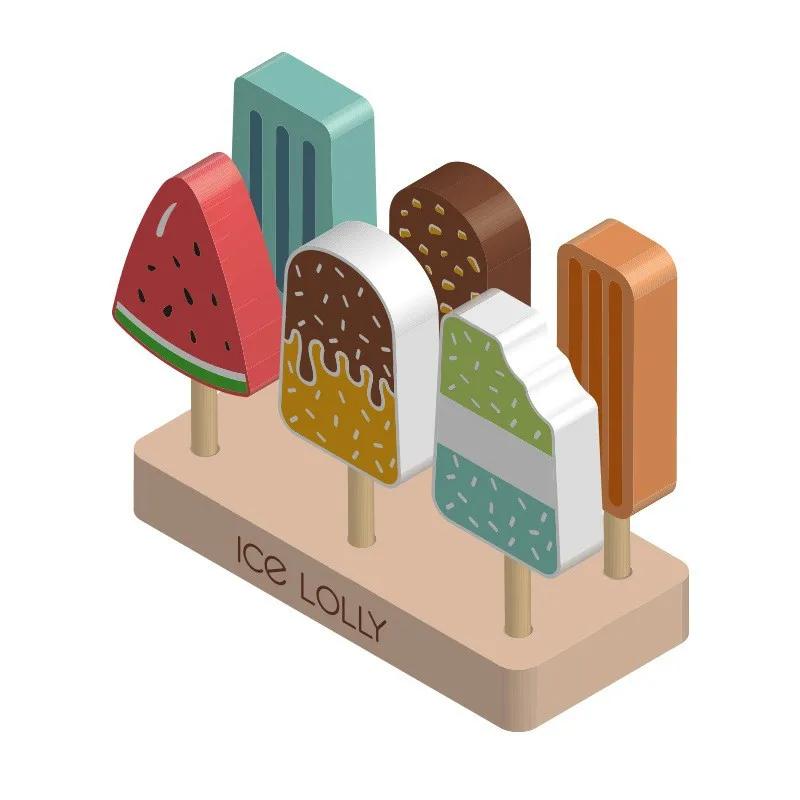 

Wooden Ice Cream Pretend Toys Mini Food Children Toys Wedding Party Bakery Dessert Play House DecorationTM