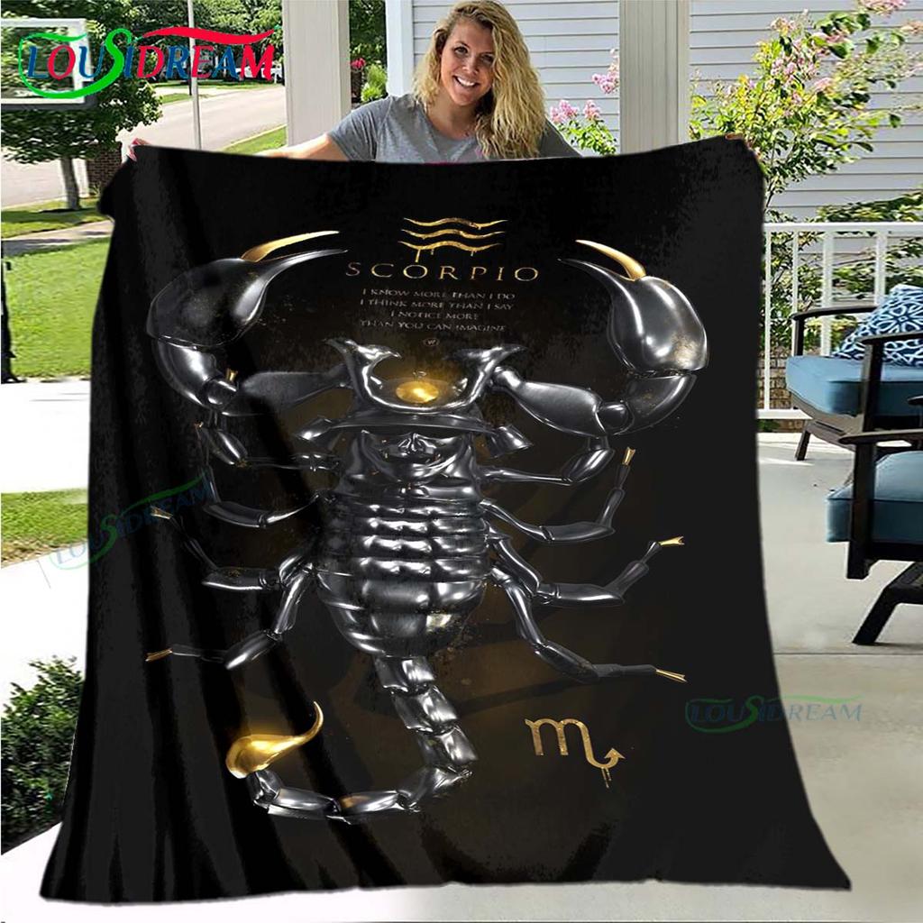 Heet Schorpioenpatroon Deken Flanel Dunne Deken Draagbaar Huis Reizen Kantoor Lunchpauze Deken Verjaardagscadeau