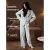 Ice Silk Cool Women’s Long Sleeve Pajama Set with Cute Stripes for Spring and Autumn