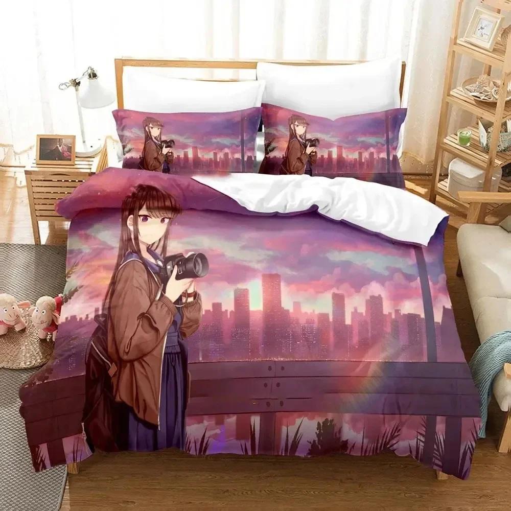 Anime Komi Can't Communicate Bedding Set Bedroom Soft Modern Bedspreads Comefortable Kids Duvet Cover Quilt Cover And Pillowcase