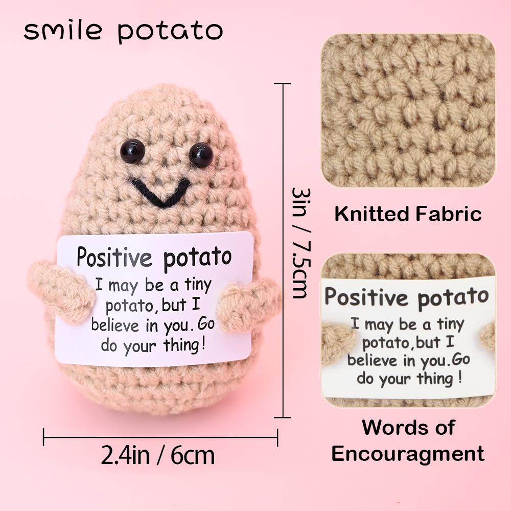 Mini Positive Potato Funny Avocado Duck Cute Knitted Crochet Doll with Card for Women Men Mom Dad Friend Birthday Cheer Up Gifts