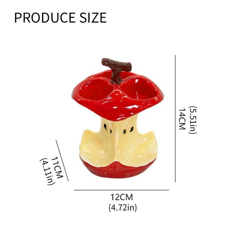 Ceramic Fruit Core Themed Toothbrush Organizers 3 Compartment Toothpaste Holders Stand For Countertop Bathroom Storage