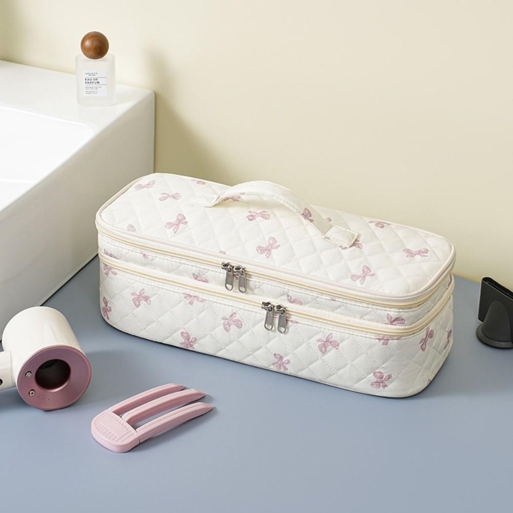 Cotton Hair Dryer Storage Bag Double-Layer Large Capacity Travel Storage Pouch Lightweight Makeup Bag Curling Iron Storage