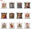 Luxurious 18'' Xmas Cotton Pillow Case Linen Cushion Cover For Merry Christmas Home Decoration
