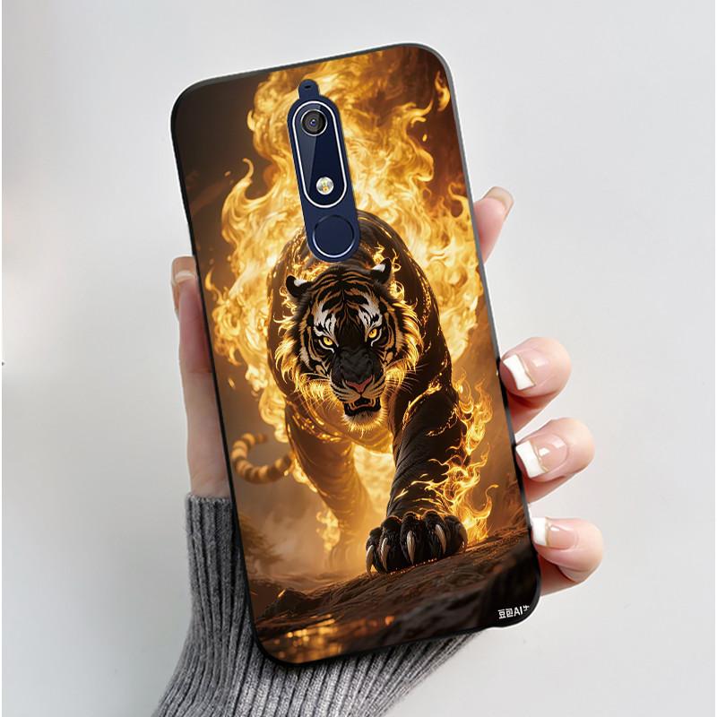 Casing For Nokia 5.1 6.1 Aesthetic Luxury Cute Cool Boys Girls Soft silicone Phone Case Back Cover Black Matte Protective Shell