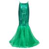 Womens Metallic Fish Scale Print Cascading Tulle Mermaid Maxi Fishtail Skirt Halloween Cosplay Dress Up