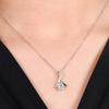 Silver Plated Round Cut CZ Solitaire Pendant Necklace, Twisted Accent Cable Chain Necklace for Women