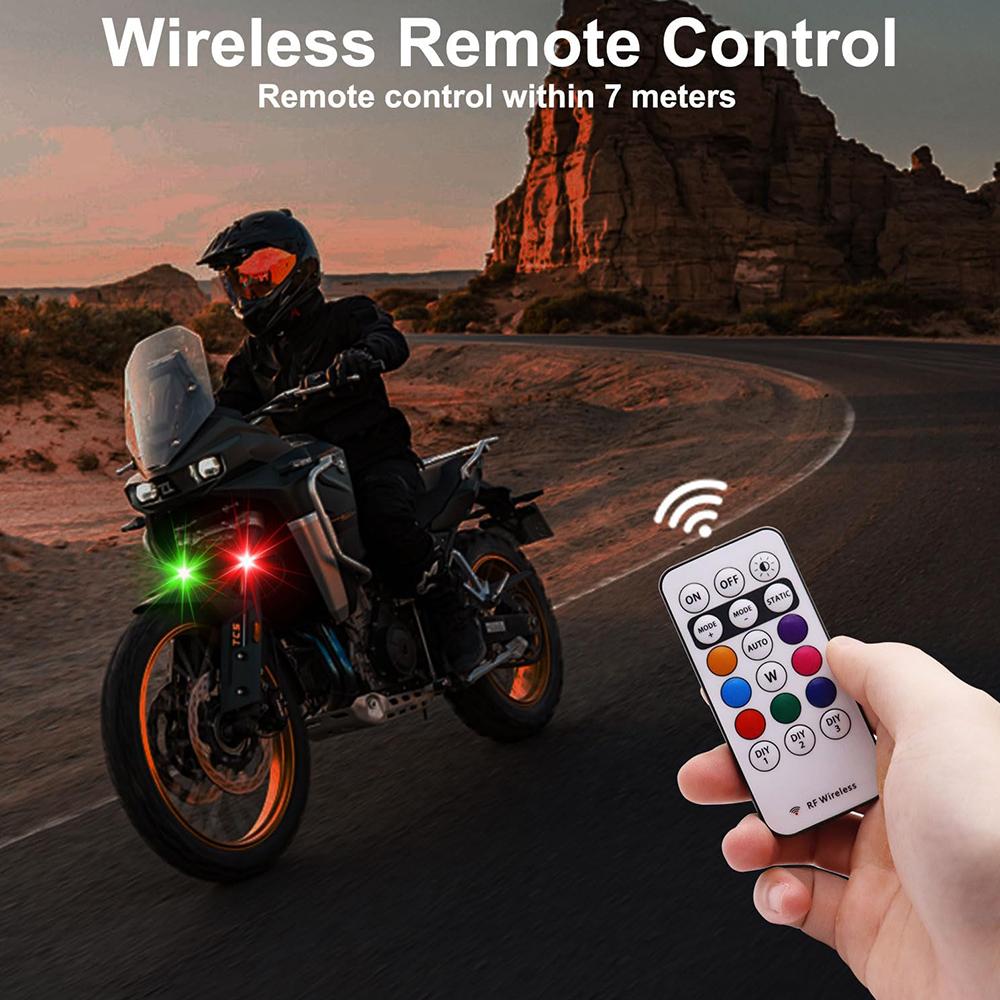 4Pcs 8 Color Wireless LED Strobe Lights with Remote Control for Motorcycle Drone