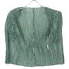 PLEATS PLEASE 10 Year Green Flower Print Short Sleeve Cardigan Tops 3 greenUsed