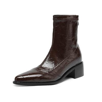 Krazing Po Microfiber Winter Pointed Toe Size 33 Western Boots Size 43 Concise Style Beauty Lady Med Heels Ankle Boots
