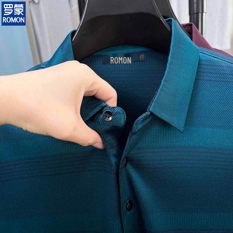 ROMON Men's Premium Acetate Silk Business Polo Shirt