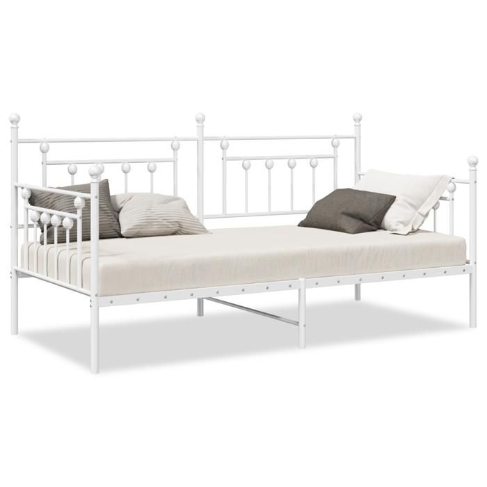 Cadre de lit jour vidaXL Blanc 90x190 cm Acier 42002672