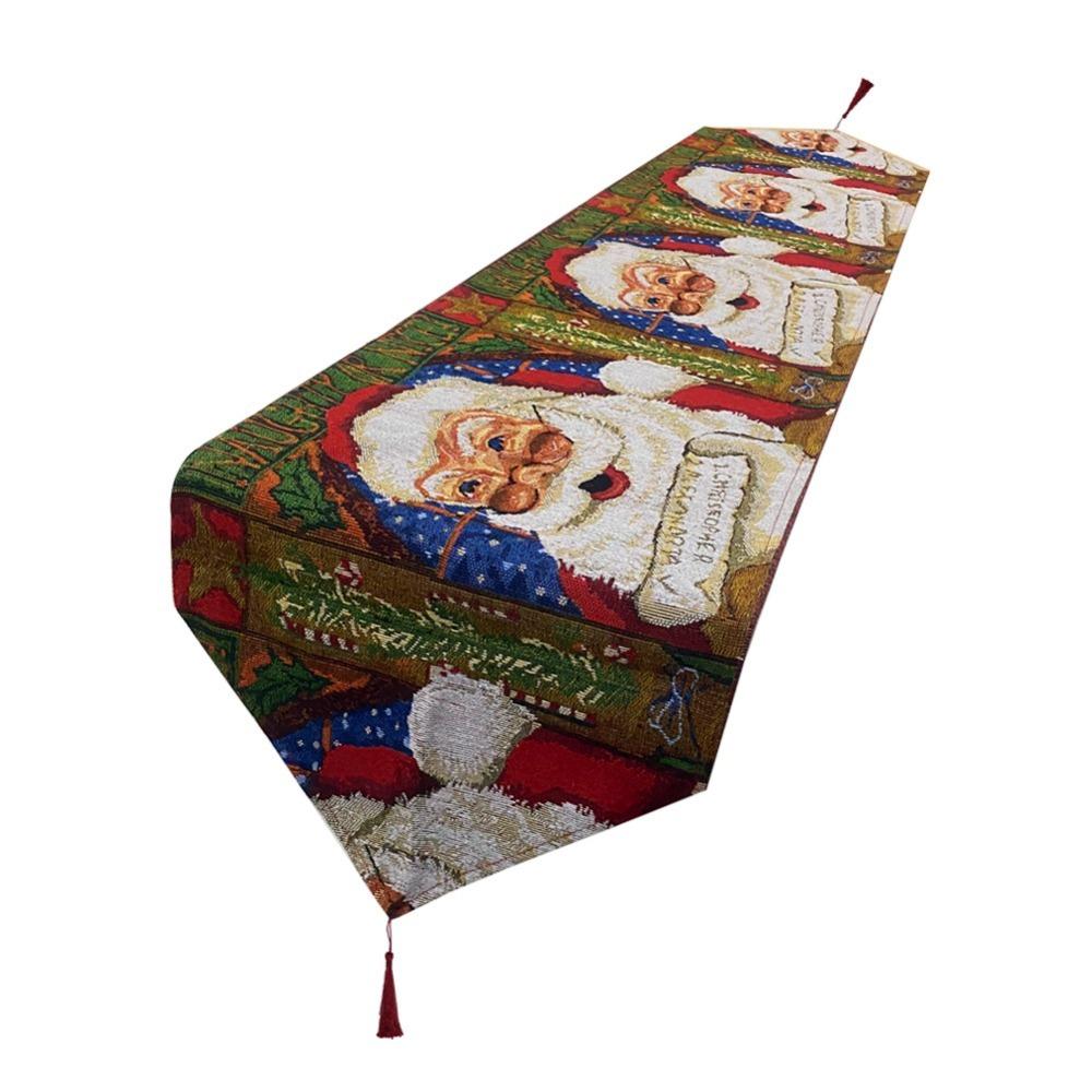 Snowman Themed Christmas Table Runner Cotton Tablecloth Holiday Dining Decor