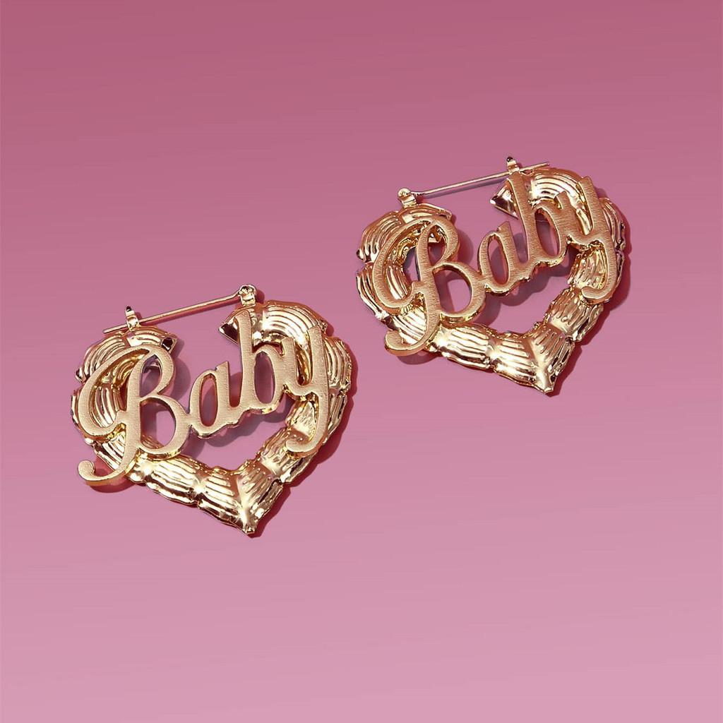 Elegant Gold Heart-shaped Letter Earrings Fashionable Alloy Women s Jewelry