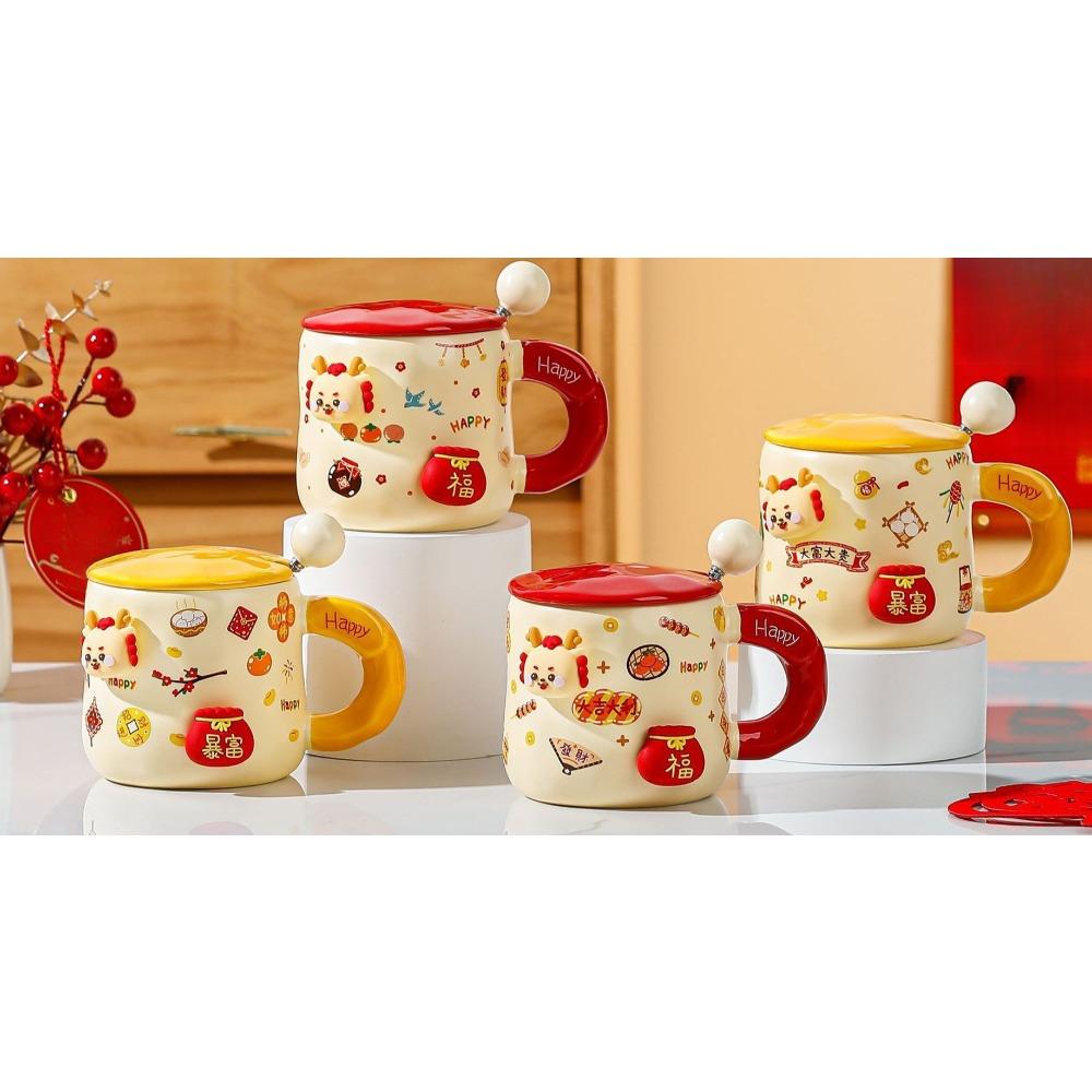 

Креативный новогодний сувенир новогодняя кружка с крышкой чашка для кофе в виде дракона год высокоточная чашка своими руками керамическая чашка для воды 400ML
