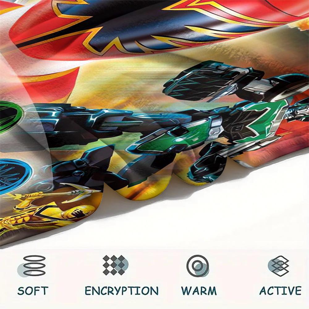 1 Stück Power Rangers Aufdruck Flanelldecke, Hohe Qualität, Bequem für alle Jahreszeiten, Heimdekoration, Wärme und Komfort, Perfekt für Geschenke