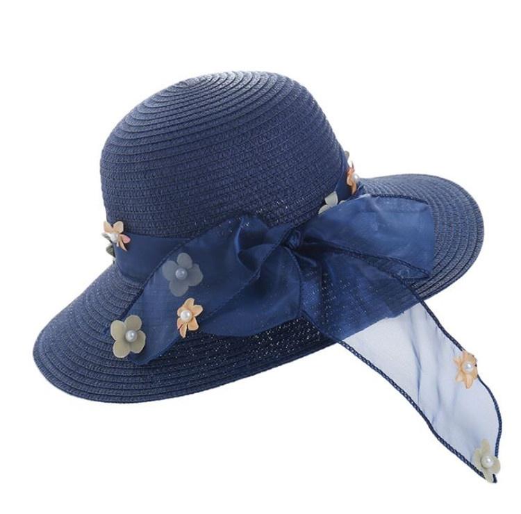 Summer Vacation Holiday Beach Straw Hat Women Girl Lace Bowknot Floral Sun Hat Sunshade Cap Large