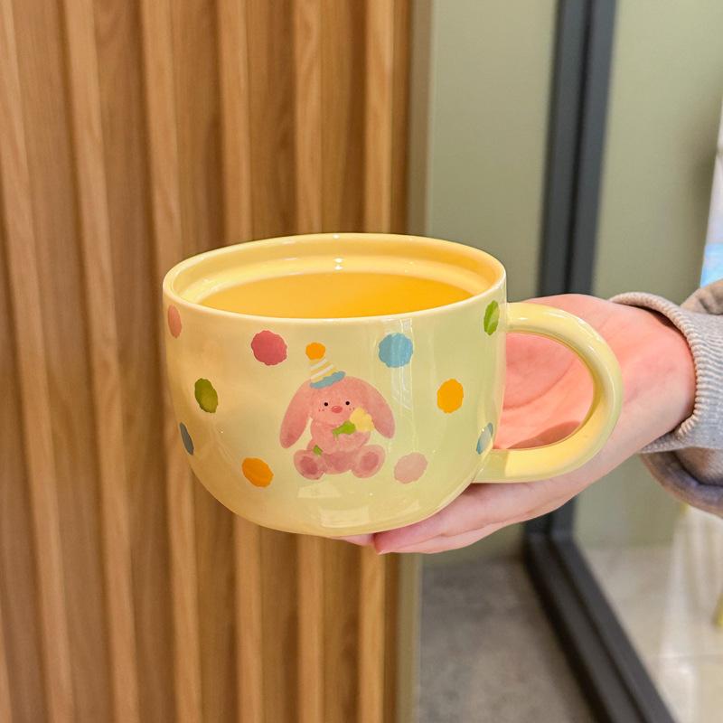 

Girl s heart polka dot apple rabbit cup for girl s birthday gift ceramic mug with lid girlfriend souvenir 401-500ml