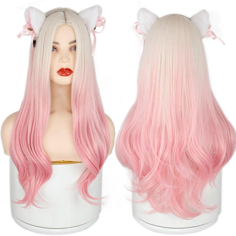 

MISSQUEEN 26-дюймовый длинный волнистый синтетический розовый парик с эффектом омбре для косплея, женские парики из высокотемпературного волокна 26inches&China