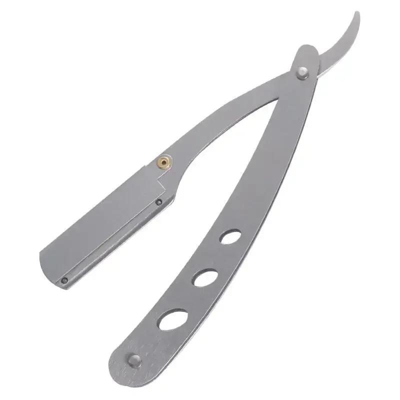 Men Foldable Shaving Knife with Blades Manual Stainless Steel Double-blade Shaving Straight Edge Razor for Beard Mustache Groom
