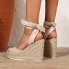 Damen Mode 2026 Schnür-Wasserdichte Plateau-Keilabsatz-Sandalen - Große Größe Europäischer & Amerikanischer Römischer Stil.