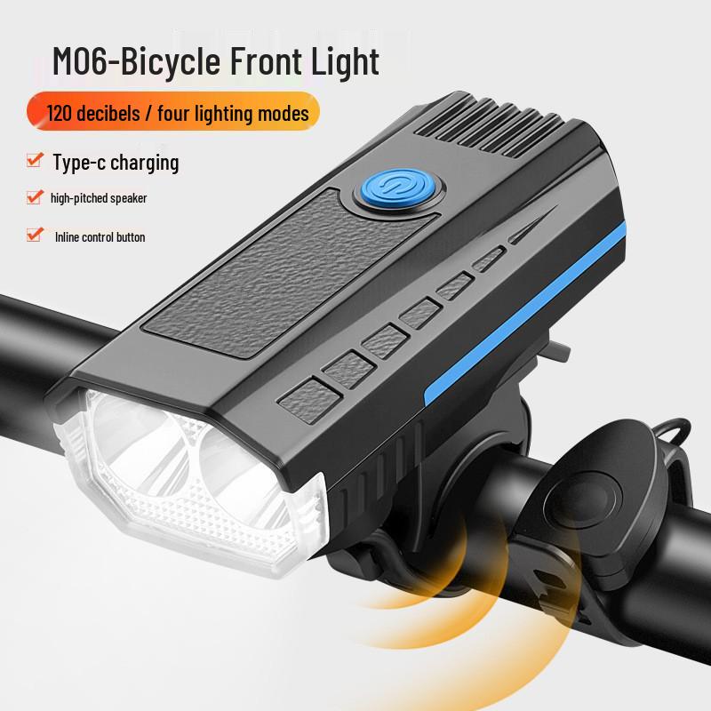 Solar-Powered Bicycle Headlight with Electric Horn for Mountain Bikes