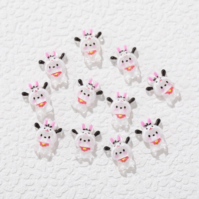60 Pcs New 3D Mini Cartoon Puppy Little Rabbit Lovely Resin Flat Back Scrapbook Diy Nail Decoration Component Holiday Gifts A6