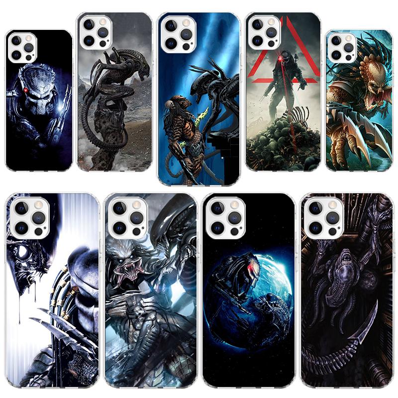 Alien Vs Predator Painted Phone Case for iPhone 13 12 Mini 11 Pro X XS Max XR 7 Plus 8 SE 6 6S 5 5S Soft Silicone Fundas Cover