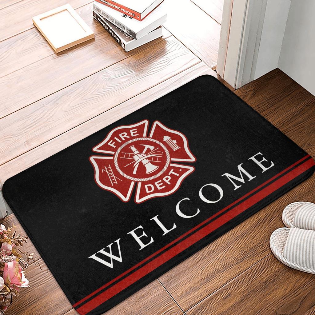 A Firefighter And The Flame Of His Life Live Here Doormat Anti-Slip Entrance Kitchen Door Floor Mat Toilet Rug Carpet Footpad