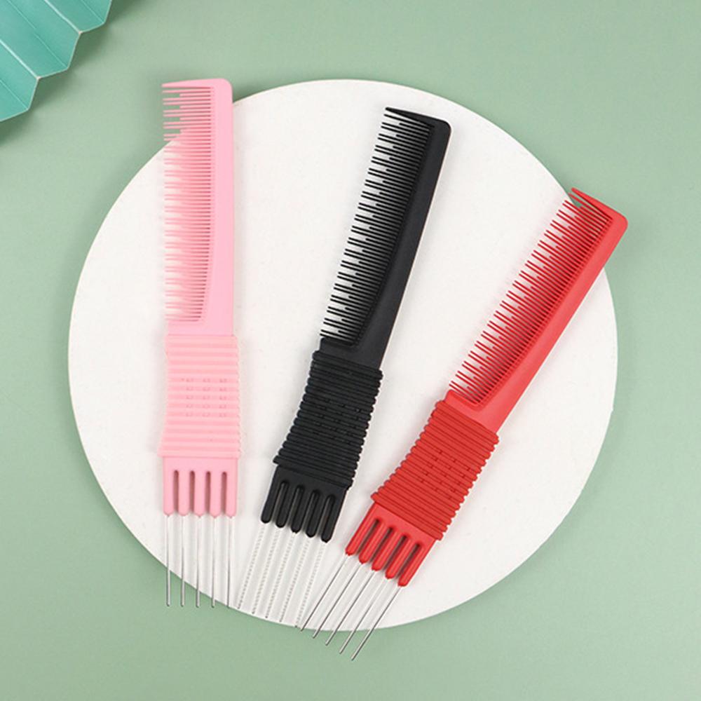 Carbon Combs with 5 Steel Tails Anti Static Heat Resistant Teasing Comb for Hair Salon or