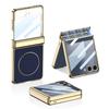 GKK For Samsung Galaxy Z Flip7 5G Magnetic Case Hinge Protection PU PC Tempered Glass Phone Cover