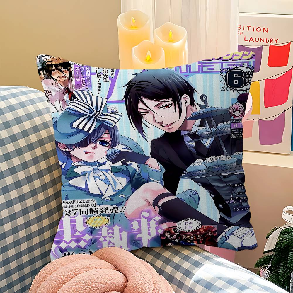 1PC Japanese Anime Black Butler Cushion Cover Car Throw Pillow Case For Sofa Car Christmas Gift 40x40cm 45x45cm