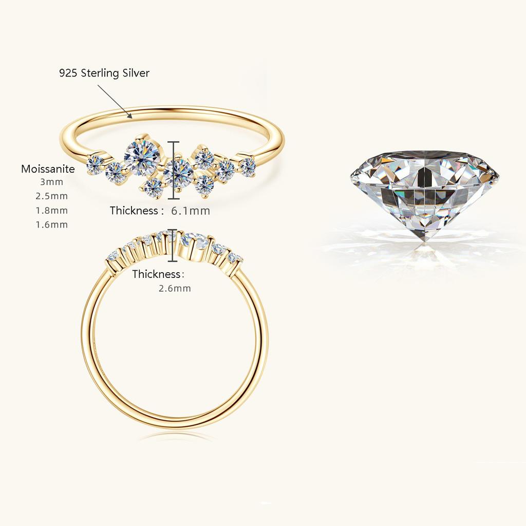 Nabest Fine Jewelry Gold Plated CopperVVS Moissanite Ring Women Flower Engagement Promise Ladies Moissanite Ring