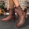 Fashion 2024 Fashion Women's Shoes Mid-Calf Women's Boots Hot Sale Embroidery Modern Boots Women New Slip-on Plus Size Shoes for Women