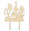Cake Topper en bois - Xmas - 9 x 13 cm - Décoration de Noël - Idéal pour gâteaux - Fêtes de fin d'année