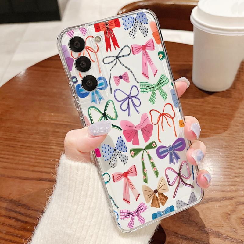 Colorful Bowknots Case For Samsung S26 Ultra S25 FE S24 S23 S22 Plus S21 A15 A25 A35 A55 A16 A26 A36 A56 A17 A37 A57 5G Clear TPU Soft Cover