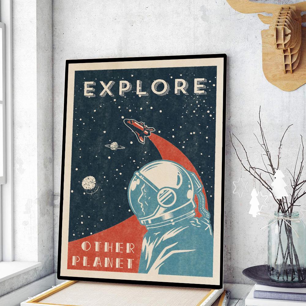 

Космический ретро инопланетный пейзаж постер Ретро-картина на холсте DIY Room Bar Cafe art настенная живопись декоративная живопись 21*30cm No Frame