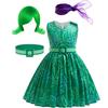 Cute and Fun Outfits for Girls Inside Out A-Line Skirt Belt Scarf and Wig Perfect for Halloween Dress Up
