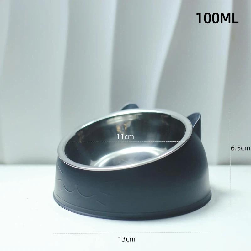 Cat Ear Shaped Elevated Stainless Steel Pet Bowl Non-Slip Scratch Resistant Feeder for Small Cat Dog Food Water
