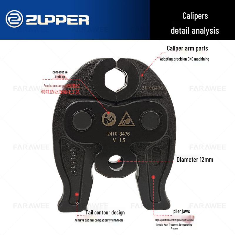 Cap de clește de presare pentru țevi din oțel inoxidabil tip V, standard european Zupper (Model PZ/MP-1930)