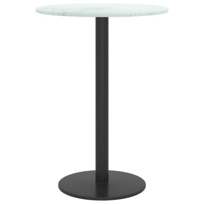 VidaXL Table Top White Ø30x0.8cm Tempered Glass with Marble Design