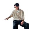 Men's 2025 Autumn/Winter Old Money Style Loose Faux Two-Piece V-Neck Sweater
