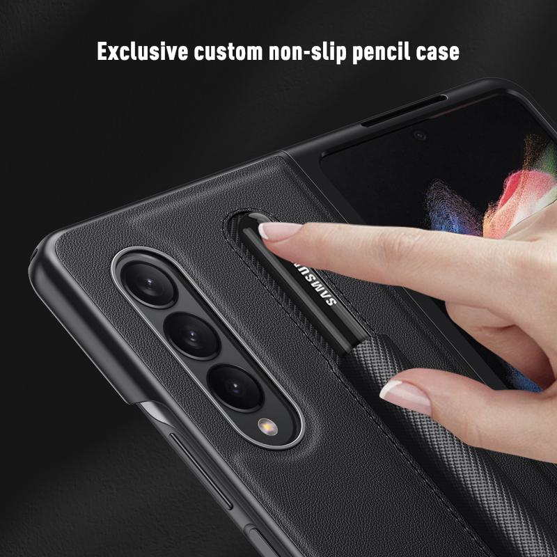 Anti -Scratch Pen Holder Thin Case For Samsung Galaxy Z Fold 3 5g Fold3 Anti -Knock Cell Phone Cover Fundas