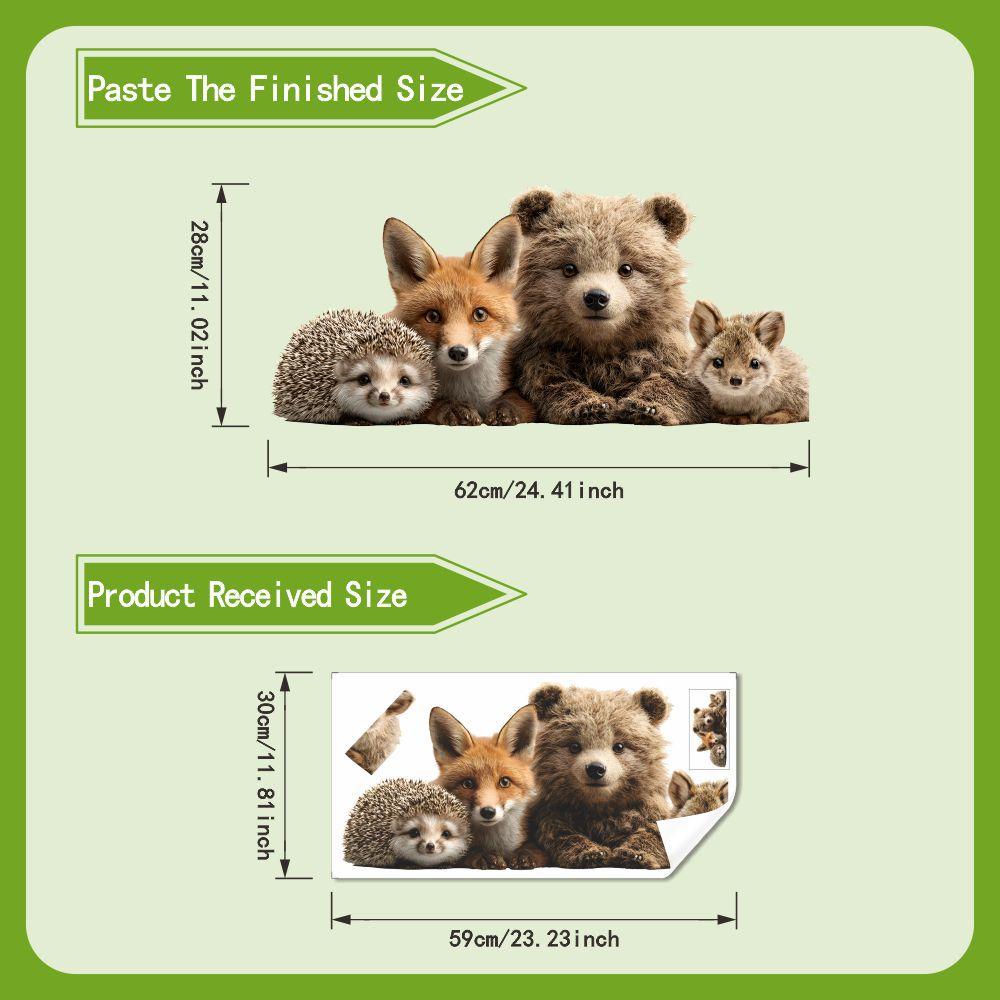 

Static Cling Winter Window Stickers Cute Animals Snow Scene Hedgehog Bear Christmas New Year Decor 30X59CM разноцветный