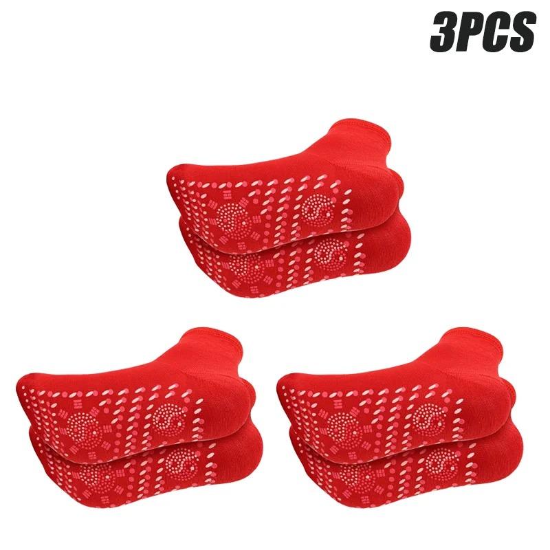 

1/3/5/10 пар турмалиновых самонагревающихся носков, зимние теплые термомедицинские носки для похудения, короткие носки для здоровья, носки для магнитной терапии 3PCS красный